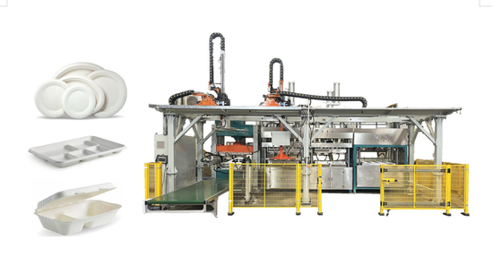 Geautomatiseerde Biologisch afbreekbare de Pulp Vormende Machine van de Suikerrietbagasse met Dubbele Horizontale Lopende Manipulator