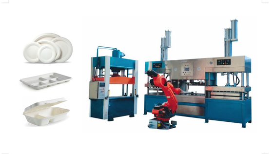 Het volledig Auto Meeneemvoedsel Tray Making Machine With 6 van de Bagassevezel Asrobot
