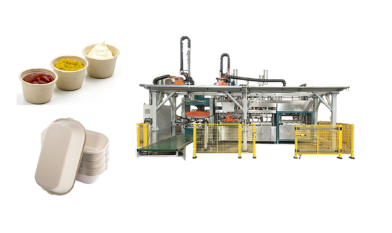 Slim Document Gevormd het Lopen van het Snelle Voedseltray production line with double van Unbleach Robotwapen