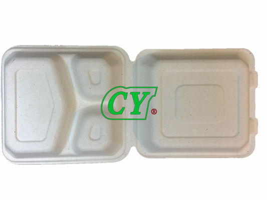 De biologisch afbreekbare van de de Lunchdoos van Clamshell van de Suikerrietbagasse Houtpulp van de de Machine Maagdelijke Pulp